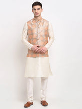 Men's Off-white Sky Dupion Silk Kurta with Churidar & Nehru Jacket