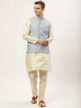 DesiQlo Men's Embroidered Nehru Jacket & Kurta Pyjama ( JOKPWC W-D 4029Grey )