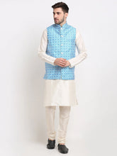 Men's Ikat Print Nehru Jacket & Kurta Pyjama
