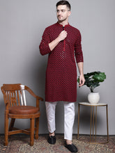 Sequin Embroidered Pure Cotton Kurta with Pyjamas-DC