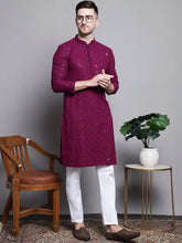 Sequin Styled Inn Embroidered Pure Cotton Kurta with Pyjamas