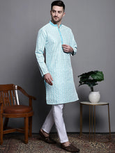Sequin Embroidered Silk Blend Kurta with Pyjamas-JOKP