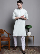 Sequin Embroidered Pure Cotton Kurta Styled with Pyjamas