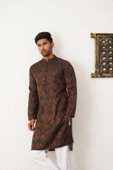 Men Bronze Silk Blend Straight Kurta Pyjama Set-JOKP-P