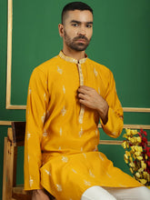 Men's Foil Printed Kurta with Bolt Pyjama-JOKP-P