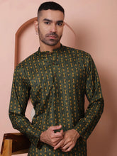 Men Printed Cotton Kurtas-KO-5069Olive