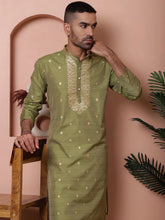 Men's Foil Printed Kurta with Pyjama-JOKP-PCV