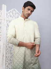 Men's Yellow Ombre Printed Kurta Pyjama Set-JOKP-5074Yellow