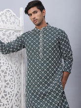 Embroidered Kurta Pyjama for Men-JOKP-5092Olive