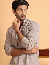 Embroidered & Sequins Straight Kurta Set For Men ( JOKP P 5116Beige )