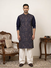 Traditional Embroidered Kurta with Korean Pants ( JOKP PJ11W 5318Navy )