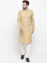 Men Beige & White Solid Kurta with Churidar ( JOKP 532 Beige )-JOKP-532
