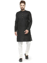 Men Black & White Solid Kurta with Churidar ( JOKP 532 Black )-JOKP-532