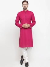 Men Pink & White Solid Kurta with Churidar ( JOKP 532 Pink )-JOKP-532
