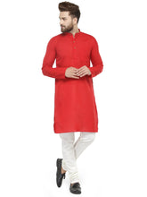 Men Red & White Solid Kurta with Churidar ( JOKP 532 Red )-JOKP-532