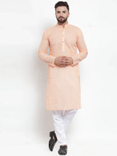 Men Orange Chikan Kurta with Churidar ( JOKP 561 Orange )-JOKP-561