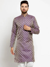 Men Purple & Beige Self Design Kurta Only ( KO 568 Purple )-KO-568