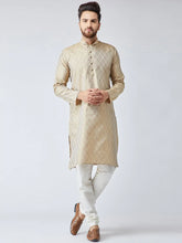 Men Beige & Off-White Self Design Kurta with Churidar ( JOKP 569Beige )-JOKP-569