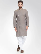 Men Grey Self Design Kurta with Pajama ( JOKP 572 Grey )-JOKP-572