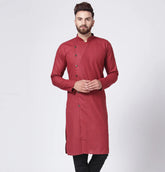 Men Maroon Solid Kurta Only ( KO 576 Maroon )-KO-576