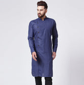 Men Navy-Blue Solid Kurta Only