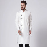 Men White Solid Kurta Only