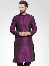 Men Purple-Colored & Black Self Design Kurta Only ( KO 584 Purple )-KO-584