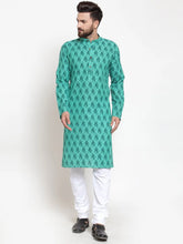 Men Green Printed Kurta Only