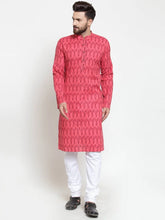 Men Peach Printed Kurta Only