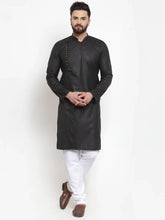 Men Black Solid Kurta with Churidar ( JOKP 588 Black )-JOKP-588
