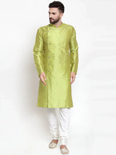 Men Light-Green & Golden Self Design Kurta with Churidar ( JOKP 590 Light-Green )-JOKP-590