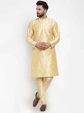 Men Golden Solid Kurta with Churidar ( JOKP 591 Golden )-JOKP-591