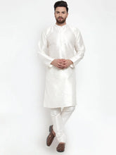 Men White Solid Kurta with Churidar ( JOKP 591 White )-JOKP-591