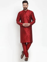 Men Maroon Solid Kurta with Churidar ( JOKP 591 Maroon )-JOKP-591