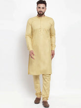 Men Beige Solid Kurta with Churidar ( JOKP 592 Beige )-JOKP-592