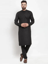 Men Black Solid Kurta with Churidar ( JOKP 592 Black )-JOKP-592