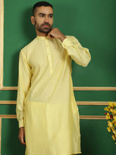 Solid Silk Blend Kurta with Churidar-JOKP-592Lemon