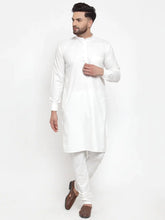 Men White Solid Kurta with Churidar ( JOKP 592 White )-JOKP-592