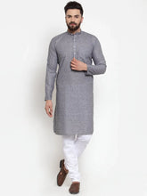 Men Grey Self-design Kurta with Churidar ( JOKP 605 Grey )-JOKP-605