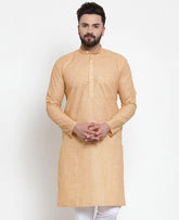 Men Orange Self-design Kurta Only