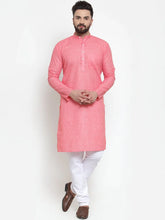 Men Pink Self-design Kurta with Churidar ( JOKP 605 Pink )-JOKP-605