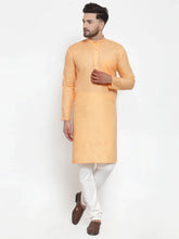 DesiQlo Men's Orange Cotton Solid Kurta Payjama Sets ( JOKP 611 Orange )