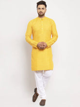 Men Yellow Woven Design Straight Kurta Only ( KO 616 Yellow )-KO-616