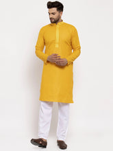 Men's Yellow Mustard Woven Kurta Payjama Sets