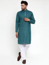 Men's Teal Woven Kurta Payjama Sets