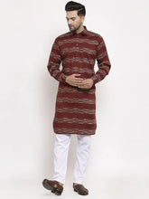 Men Brown Woven Design Kurta with Pyjamas ( JOKP 621 Brown )-JOKP-621