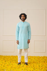 Men's Sky Embroidered Kurta Payjama Sets