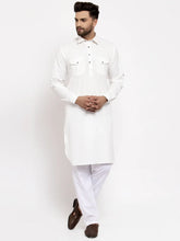 Men Off-White Solid Kurta with Pyjamas ( JOKP 630 Off-White)-JOKP-630