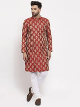 Men Maroon Jacquard Kurta with Churidar ( JOKP 634 Maroon )-JOKP-634