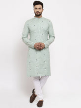 DesiQlo Men's Green Printed Cotton Kurta Payjama Sets ( JOKP 635Green )